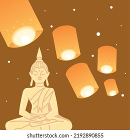 Loy krathong festival thailand banner design