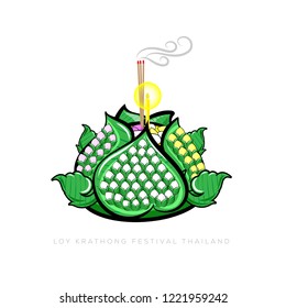 Loy Krathong festival in Thailand. Vector illustration.