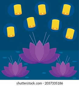 leckeres Krathong-Poster mit Latern
