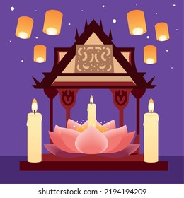 loy krathong thailand festive card style
