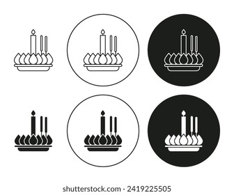 Loy krathong marca del icono del logotipo de la línea vectorial. Conjunto de planos de Loy krathong