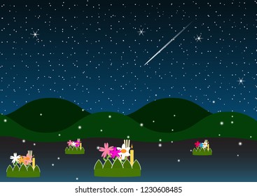 Loy Kratong Festival. river goddess worship ceremony. Asian traditional festival. vector illustration. 