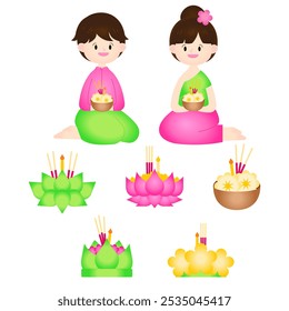 Loy Kratong Thai Festival illustration