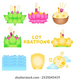 Loy Kratong Thai Festival illustration