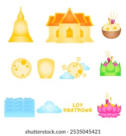 Loy Kratong Thai Festival illustration