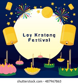 Loy Kratong Thailand Festival Vector