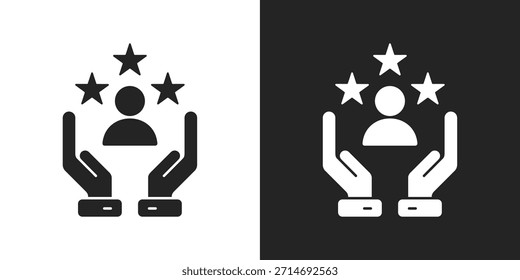 Icono De Cliente Leal En Estilo Glifo Blanco Y Negro