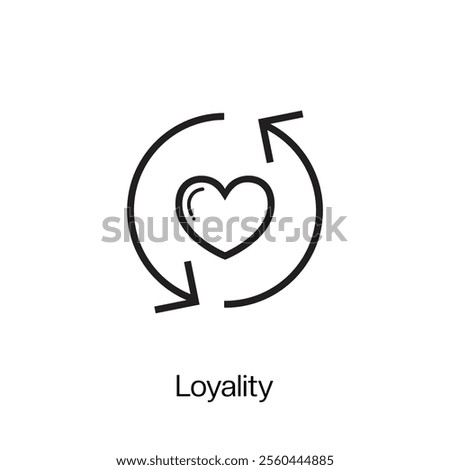 Loyality linear icon and illustration of a line symbol. Line Loyality icon isolated on white background. Thin stroke sign can be used for web, mobile and UI. vector illustration