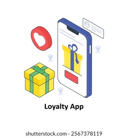 Loyalty App isometric Colored illustration. EPS File stock illustration