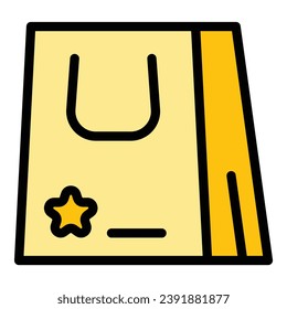 Vector de contorno del icono de la bolsa de lealtad. Servicio en línea. Color plano del cliente de regalo