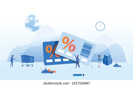 Loyalty Card, Big Discount Or Sale, Commerce, Loyalty Program And Customer Service, Retail And Rewards Card, Customer Privilege For Exclusive Restaurant Or Store, Shopping Vector Illustration.