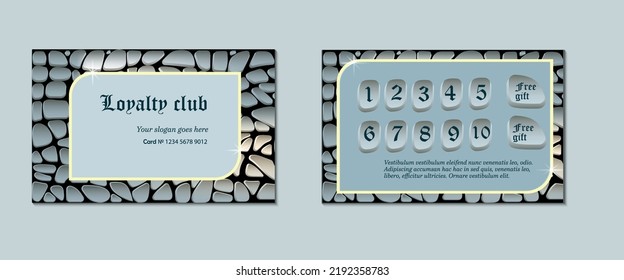 Loyalty card for construction business. Against the background of masonry or paving stones. can also be used for tourism business.