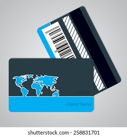 Loyalty card design with outlined map and bicolor background