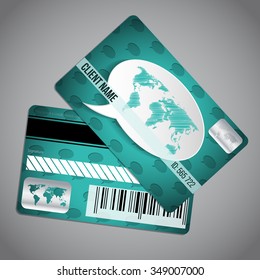 Loyalty card design with scribbled world map on speech bubble