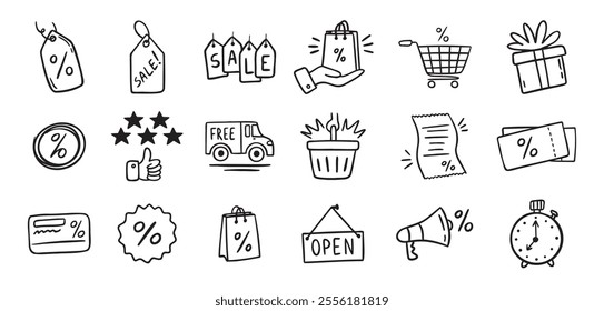 Loyalty card hand drawn doodle element icons. Symbol for Loyalty card, incentive program outline illustration icon. Vector illustration