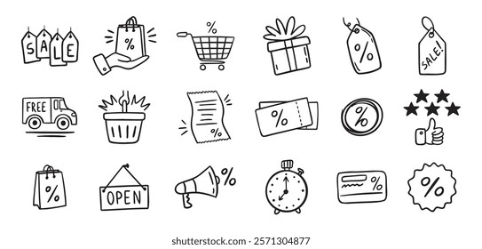 Loyalty card hand drawn doodle element icons. Symbol for Loyalty card, incentive program outline illustration icon. Vector illustration