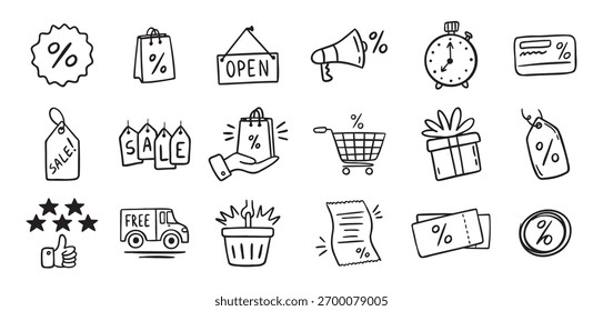 Iconos dibujados a mano del elemento del doodle de la tarjeta de la lealtad. Símbolo para la tarjeta de la lealtad, icono de la ilustración del esquema del programa del incentivo. Ilustración vectorial