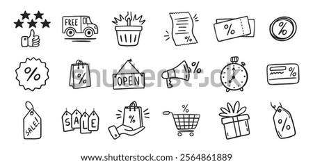 Loyalty card hand drawn doodle element icons. Symbol for Loyalty card, incentive program outline illustration icon. Vector illustration