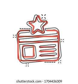 Loyalty card icon in comic style. Reward cartoon vector illustration on white isolated background. Discount splash effect business concept.