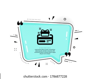 Loyalty card icon. Quote speech bubble. Bonus points. Discount program symbol. Quotation marks. Classic loyalty card icon. Vector