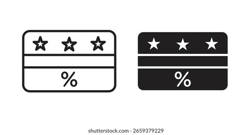 Conjunto de iconos de tarjeta de fidelidad, línea y estilo de glifo negro para Sitio web de App de alimentos.