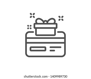Loyalty card line icon. Bonus points. Discount program symbol. Quality design element. Linear style loyalty card icon. Editable stroke. Vector