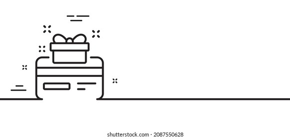 Loyalty card line icon. Bonus points. Discount program symbol. Minimal line illustration background. Loyalty card line icon pattern banner. White web template concept. Vector
