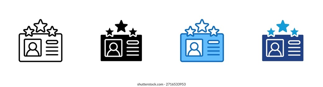 Vector de diseño de íconos de estilo múltiple - tarjeta de identificación con estrellas, que representa el programa de lealtad o el sistema de recompensa de membresía