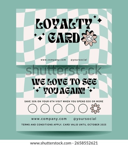 Loyalty card template 70s retro