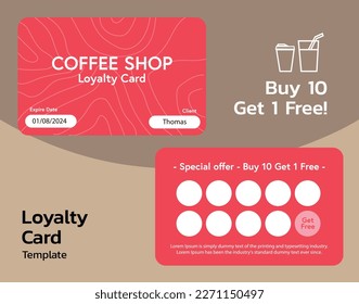 Loyalty Card template , royalty program for coffee shop 