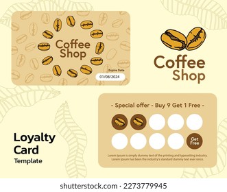 Loyalty Card template , royalty program for coffee shop. Isolated illustration