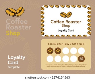 Loyalty Card template , royalty program for coffee shop. Isolated illustration