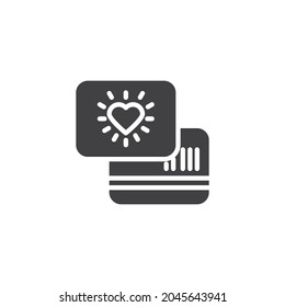 Loyalty card vector icon. filled flat sign for mobile concept and web design. Card with heart glyph icon. Symbol, logo illustration. Vector graphics