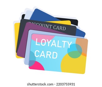 Loyalty Cards, Club Membership Cards And Discount Cards. Vector Illustration. Retail Customer Problem.