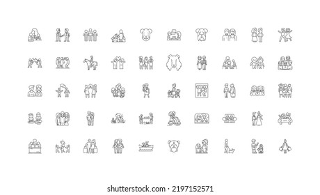 Ilustración de concepto de lealtad, iconos lineales, conjunto de señales de línea, colección de vectores