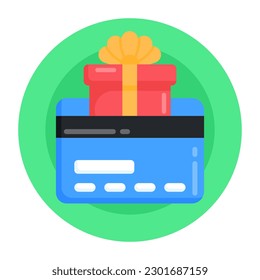 A loyalty credit card flat round icon