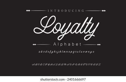 Loyalty Elegant Font Uppercase Lowercase and Number. Classic Lettering Minimal Fashion Designs. Typography modern serif fonts regular decorative vintage concept. vector illustration