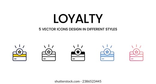 Loyalty Icon Design in Five style with Editable Stroke. Line, Solid, Flat Line, Duo Tone Color, and Color Gradient Line. Suitable for Web Page, Mobile App, UI, UX and GUI design.