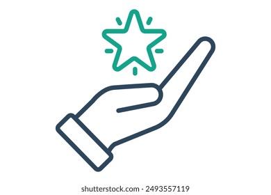 Loyalty icon. hand with star. icon related to reward. line icon style. business elements vector illustration