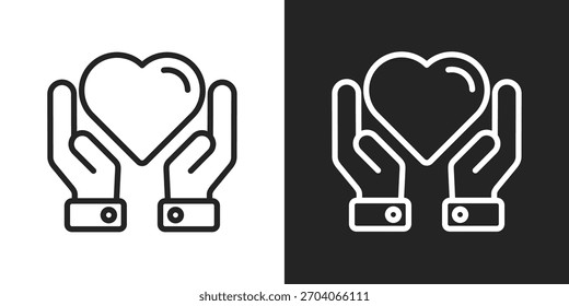 Icono De Lealtad En Versión De Línea Sobre Fondo Blanco Y Negro