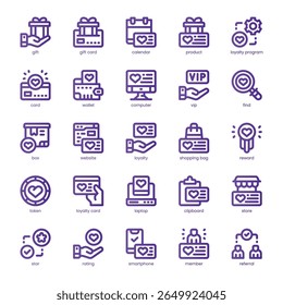 Loyalty Icon pack for your website, mobile, presentation, and logo design. Loyalty Icon line basic color design. Vector graphics illustration and editable stroke.