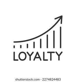 Erhöhung der Loyalität, Wachstumstabelle, lineares Symbol. Linie mit bearbeitbarem Hub