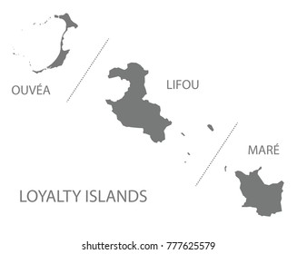 Loyalty Islands Map Of New Caledonia Grey Illustration Silhouette Shape