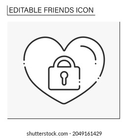 Loyalty line icon. Strong feeling of support or allegiance. Soulmates.Friends line icon. Isolated vector illustration.Editable stroke