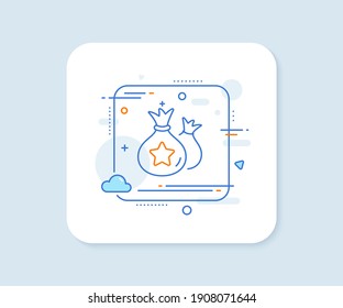 Loyalty points line icon. Abstract square vector button. Bonus money bags. Discount program symbol. Loyalty points line icon. Quality concept badge. Vector