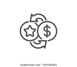 Loyalty points line icon. Bonus money. Discount program symbol. Quality design element. Linear style loyalty points icon. Editable stroke. Vector