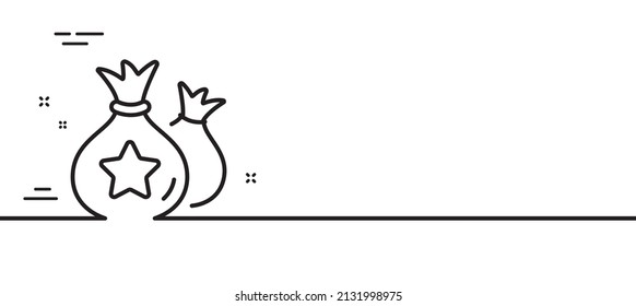 Symbol für Loyalitätspunkte Bonusgeldtaschen. Symbol für das Rabatt-Programm. Minimaler Hintergrund der Illustration. Symbol für Loyalitätspunkte-Zeilenzeichen-Muster-Banner. White Web Template Konzept. Vektorgrafik