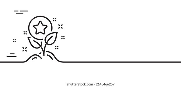 Loyalty points line icon. Bonus grows. Discount program symbol. Minimal line illustration background. Loyalty points line icon pattern banner. White web template concept. Vector