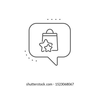 Loyalty points line icon. Chat bubble design. Bonus bags. Discount program symbol. Outline concept. Thin line loyalty points icon. Vector
