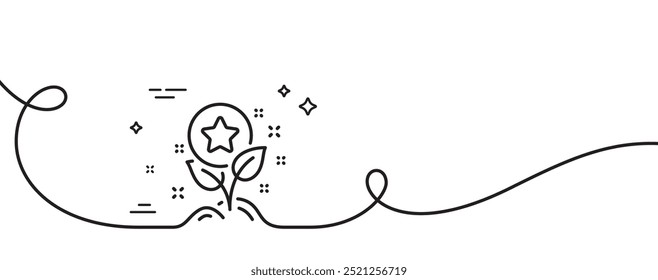 Loyalty points line icon. Continuous one line with curl. Bonus grows. Discount program symbol. Loyalty points single outline ribbon. Loop curve pattern. Vector